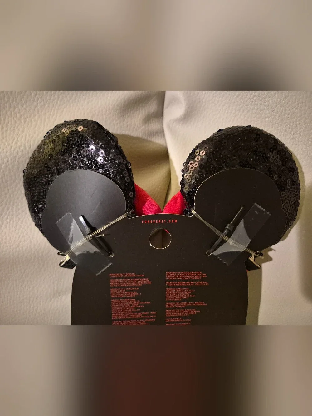 Disney X Forever 21 Clip On Black Sequin Minnie Ears with Red Bows